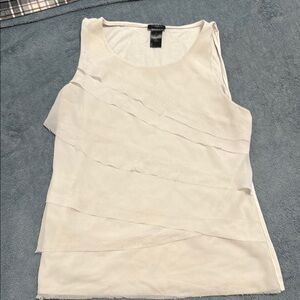 Ann Taylor Cream Sleeveless Tank Top with Asymmetrical Style